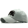 Light gray washed baseball cap with National Park bear embroidery and a curved brim - Adjustable / Light Grey (White)