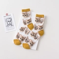 Ultrathin mesh socks for women featuring cat patterns and ginger yellow accents - Women's 35-39 / Yellow