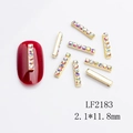 Macro shot of LF2183 gold metal nail art strips with AB rhinestones 2.1x11.8mm - Gold Wide Row AB Rhinestone (LF2183)