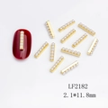 Detail showing gold bar nail charms with six pearls, 2.1x11.8mm size for DIY nail art - Gold Wide Row Artificial Pearl (LF2182)