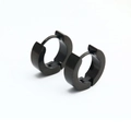 Polished black titanium steel hoop earrings for men and women with minimalist round design - Matte (Single Piece) / Black