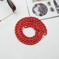 Macro view of bold red acrylic eyewear chain with silicone loops for sunglasses - Red