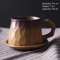 Japanese style brown gradient ceramic coffee mug with coarse pottery texture and 310ml capacity - Coffee Cup And Saucer - Antique Yellow 310ml / Universal
