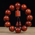 Macro shot of sandalwood beads with gold star texture and a wooden plaque charm - Square Plate & Gourd (20200527) / 12 Pendants Set / High Density Gold Star 20mm*12 Beads