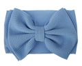 Detail showing the light blue waffle texture fabric of the oversized baby bow headband - Light Blue
