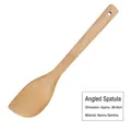 Handcrafted bamboo slanted spatula 30x6cm with hanging hole for non-stick cookware - Angled Turner