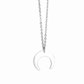 Minimalist silver crescent moon pendant necklace in 18K gold plated stainless steel - Silver