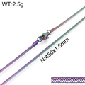 Rainbow snake bone chain necklace in stainless steel 450x1.6mm with lobster clasp - 1.6mm Wide Rainbow Style (KN107933-Z)