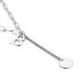 Collana in argento con catena a graffetta, pendente lettera B e charm rotondo - Lettera B(KN114928-Z)