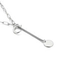 Collana a catena a graffetta argento con ciondolo lettera C e targhetta rotonda - Lettera C(KN114929-Z)