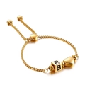 Verstellbares goldenes Box-Kettenarmband mit mattem Herz und Buchstaben-B-Anhänger - Buchstabe B Stil (KB122359-Z)