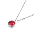 Round ruby pendant necklace in 18k gold plated titanium steel with silver chain - Ruby Color Style (KN88721-K)
