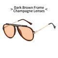 Oversized aviator sunglasses with dark tea frame and champagne tinted lenses for women - Dark Tea Frame / Champagne Lenses