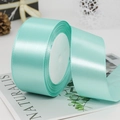 Glossy mint green satin ribbon roll for gift wrapping and floral bouquets craft - 4cm x 22m / 53# Tiffany Blue