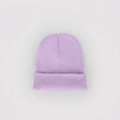 Close-up of lavender knitted beanie showing fine yarn texture and ribbed folded brim - M (56-58cm) / Light Purple