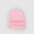 Dettaglio della trama a maglia fine e del bordo a costine di un berretto rosa invernale - M (56-58cm) / Rosa