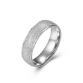 Bague minimaliste en acier inoxydable argenté avec finition sablée et intérieur poli - 4# / 6mm / Argent