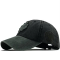 Berretto vintage in cotone grigio scuro con ricamo foglia d'acero e logo Canada - Regolabile / Verde