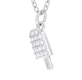 Silver popsicle pendant necklace with sparkling cubic zirconia pavé setting for women - Platinum - White Zirconia