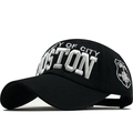 Black baseball cap with Boston embroidery and shield icon shown from a side angle - Adjustable / Black