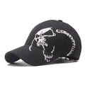 Fashionable black baseball cap with white skull embroidery for outdoor sports - Adjustable / Skull Embroidery / Black