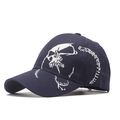 Dark blue baseball cap with white skull embroidery in high-quality cotton twill - Adjustable / Skull Embroidery / Navy Blue