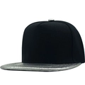 Streetwear flat brim baseball cap with black cotton crown and silver snakeskin texture visor - Silver Snake Skin Texture