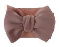 Handmade large dusty rose bow headband made of soft elastic knit for infants - Dust Rose