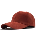 Classic brick red faux suede baseball cap with a plain curved brim and six-panel crown - Adjustable / Brick Red