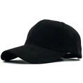 Classic black suede baseball cap with a minimalist solid color and curved brim design - Adjustable / Black