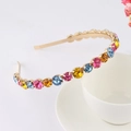 Baroque style gold metal headband with colorful rhinestones and pearls on white cup - Style 16-Gold