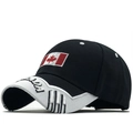 Berretto da baseball bianco e nero con bandiera del Canada ricamata e scritte - Regolabile / Nero Bianco-Bandiera del Canada Ricamo (02)