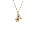 Hamsa Hand Anhänger Halskette, 18K vergoldet mit blauem Edelstein und Box Kette - Gold - Hellblaues Auge