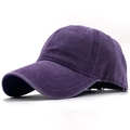 Detailed view of the washed cotton texture and stitching on this dark purple baseball cap - Adjustable / Purple