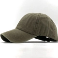 Detailed side view of washed cotton baseball cap in olive green with adjustable metal strap - Adjustable / Army Green