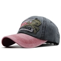 Detailansicht der Vintage-Baseballkappe mit Skelett-Stickerei und Kontrastschirm - Verstellbar / Schwarz