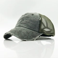 Berretto da baseball grigio lavato con rete traspirante verde oliva sul retro - Regolabile / Verde Distressed
