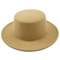 Sombrero fedora clásico de lana color camello con copa plana y ala cosida de invierno - M(56-58cm) / Camel