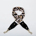 Adjustable leopard print canvas bag strap with gold rivets and lobster clasps - Pink
