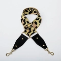 Adjustable leopard print canvas bag strap with gold hardware and pink accents - Yellow