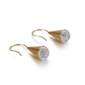 Eleganti orecchini a cono dorati con micro cristalli incastonati e gancio a pesce - Oro (10mm)