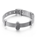 Bracciale in maglia di acciaio inossidabile argento con ciondoli ananas e Love su bianco - Argento
