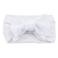 White baby nylon headband featuring a large waffle-textured knotted fabric bow - Bleached White