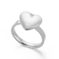 Polished silver stainless steel minimalist open ring featuring a flat heart-shaped top - US 6 / Silver Color (KR92348-Z)