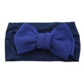 Dark blue knotted nylon headband with large bow detail for babies and infants - Royal Blue