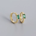 Eleganter goldener Ohrring mit grünem Zirkonia und funkelnden Pavé-Diamant-Akzenten - Gold (Grüner Stein)