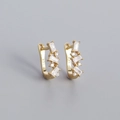 Gold plated S925 silver U-shaped hoop earrings featuring cubic zirconia stones - Gold (White Zirconia)
