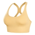 Hellgelber gerippter Sport-BH mit U-Ausschnitt und Racerback für Fitness-Training - S / Leinengelb