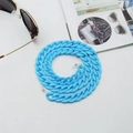 Macro detail of sky blue chunky acrylic glasses chain with white silicone loops - Sky Blue