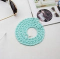 Detail of mint green acrylic eyeglass chain with silicone anti-slip loops on white background - Light Blue